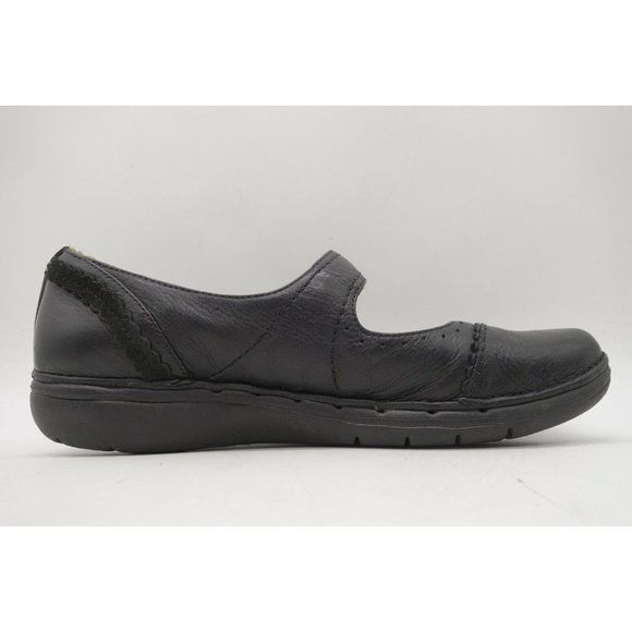 Clarks Unstructured Black Leather Casual Adjustable Loafers Shoes Women's 7.5 M - Picture 3 of 10